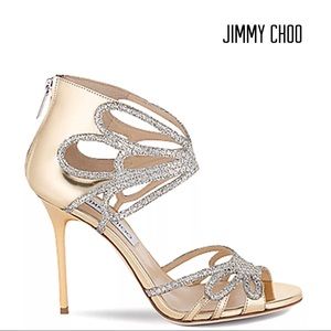 Jimmy Choo Melody Gold/Champagne Glitter Heel 38.5
